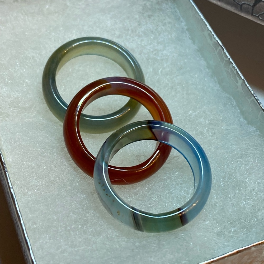 Natural Agate Three Stackable Bands Ring - image 2